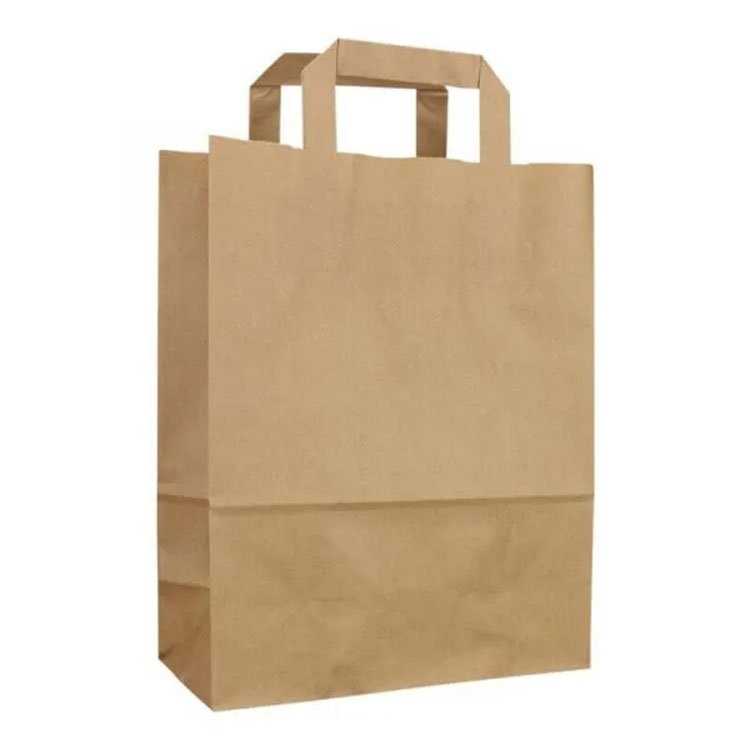 Sacchetto di carta kraft con manico di carta piatta